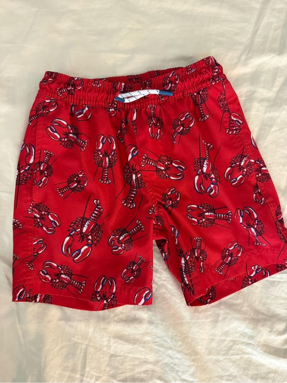Boys Red Lobster Print Swim Shorts